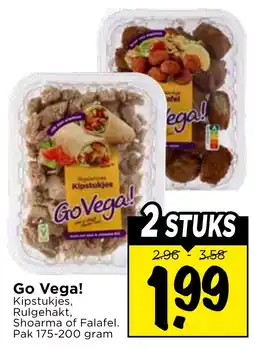 Vomar Voordeelmarkt Go Vega! Kipstukjes, Rulgehakt, Shoarma of Falafel aanbieding