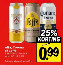 Vomar Voordeelmarkt Alfa, Corona of Leffe aanbieding