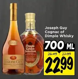 Vomar Voordeelmarkt Joseph Guy Cognac of Dimple Whisky aanbieding