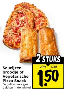 Vomar Voordeelmarkt Saucijzenbroodje of Vegetarische Pizza Snack aanbieding