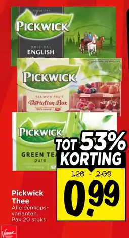 Vomar Voordeelmarkt Pickwick Thee aanbieding