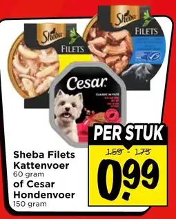 Vomar Voordeelmarkt Sheba Filets Kattenvoer of Cesar Hondenvoer aanbieding