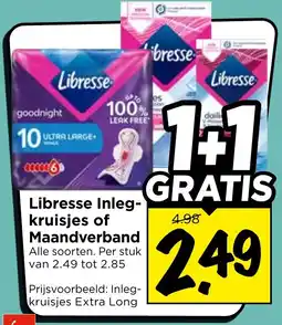 Vomar Voordeelmarkt Libresse Inlegkruisjes of Maandverband aanbieding