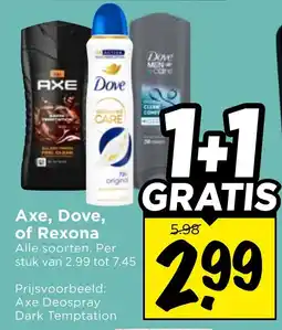 Vomar Voordeelmarkt Alle Axe, Dove, of Rexona aanbieding