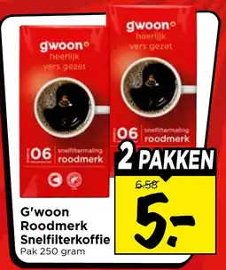 Vomar Voordeelmarkt G'woon Roodmerk Snelfilterkoffie aanbieding