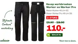 Welkoop Havep werkbroeken Worker en Worker Pro aanbieding