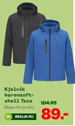 Welkoop Kjelvik herensoft-shell Taco aanbieding