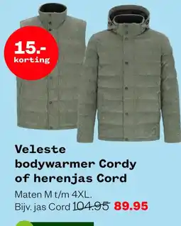 Welkoop Veleste bodywarmer Cordy of herenjas Cord aanbieding