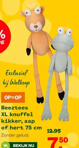 Welkoop Beeztees XL knuffel kikker, aap of hert aanbieding
