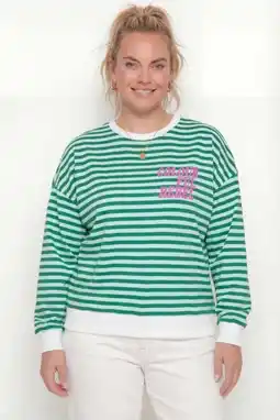 Wehkamp Colourful Rebel Curve sweater Plus Size met logo - groen aanbieding