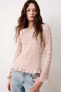 Wehkamp MANGO TEEN gebreide top met plooien en smockwerk - oudroze aanbieding