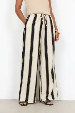 Wehkamp Soyaconcept highwaist gestreepte broek ecru aanbieding