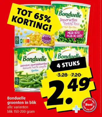 Boni Bonduelle groenten in blik 150-200g aanbieding