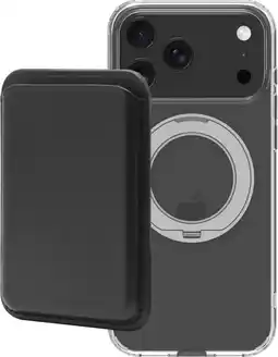 Coolblue BlueBuilt MagSafe Hoesje en Standaard iPhone 18 Pro Max Transparant + Kaarthouder Leer Zwart aanbieding