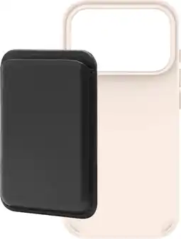 Coolblue BlueBuilt MagSafe Hoesje iPhone 18 Pro Beige + Kaarthouder Leer Zwart aanbieding