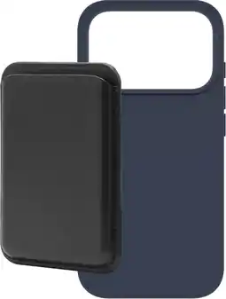Coolblue BlueBuilt MagSafe Hoesje iPhone 18 Pro Blauw + Kaarthouder Leer Zwart aanbieding