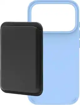 Coolblue BlueBuilt MagSafe Hoesje iPhone 18 Pro Lichtblauw + Kaarthouder Leer Zwart aanbieding