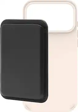 Coolblue BlueBuilt MagSafe Hoesje iPhone 18 Pro Max Beige + Kaarthouder Leer Zwart aanbieding