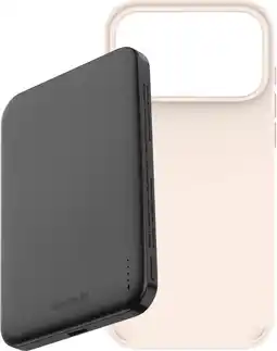 Coolblue BlueBuilt MagSafe Hoesje iPhone 18 Pro Max Beige + Powerbank 5.000 mAh Grijs aanbieding