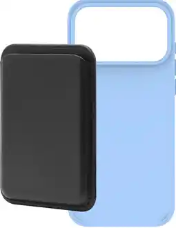 Coolblue BlueBuilt MagSafe Hoesje iPhone 18 Pro Max Lichtblauw + Kaarthouder Leer Zwart aanbieding