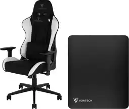 Coolblue Vortech Essential Gamestoel Wit + Vortech Vloermat Zwart aanbieding