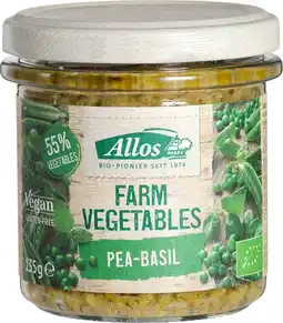 De Online Drogist Allos Groentepread Doperwt Basilicum 135GR aanbieding