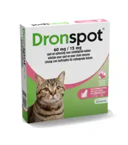 De Online Drogist Dronspot 60mg/15mg Spot On Ontwormingsmiddel Voor Middelgrote Katten Pipet 2ST aanbieding