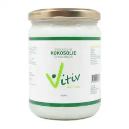 De Online Drogist Vitiv Biologische Kokosolie Extra Virgin 500ML aanbieding