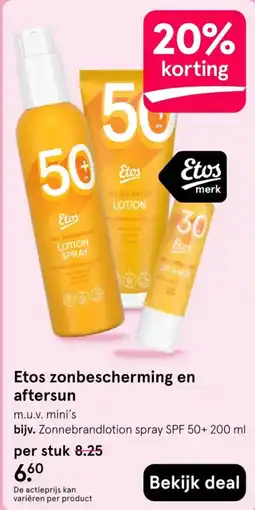 Etos Etos zonbescherming en aftersun aanbieding