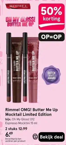 Etos Rimmel OMG! Butter Me Up Mocktail Limited Edition aanbieding