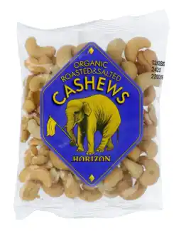 De Online Drogist Horizon Organic Roatsed & Salted Cashews 100GR aanbieding