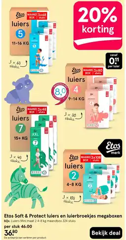 Etos Etos soft & protect luiers en luierbroekjes megaboxen aanbieding