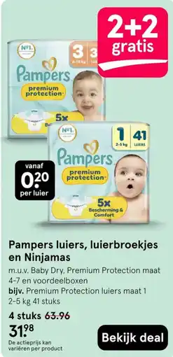 Etos Pampers luiers, luierbroekjes en Ninjamas aanbieding