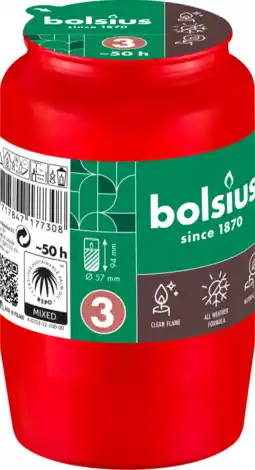 De Online Drogist Bolsius Herdenkingslicht nr. 3 Rood 1ST aanbieding
