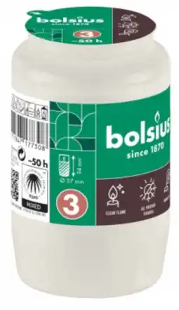 De Online Drogist Bolsius Herdenkingslicht nr. 3 Wit 1ST aanbieding