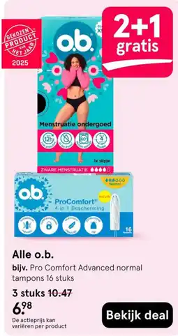 Etos o.b. Pro Comfort Advanced normal tampons aanbieding