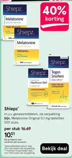 Etos Shiepz. Melatonine Original 0,1 mg tabletten aanbieding
