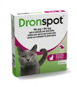 De Online Drogist Dronspot 96mg/24mg Spot On Ontwormingsmiddel Voor Grote Katten Pipet 2ST aanbieding