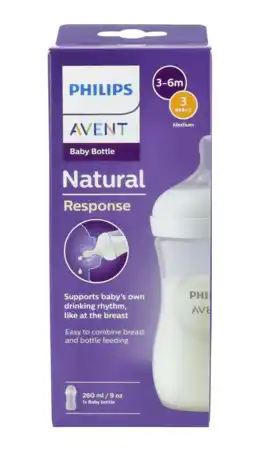 De Online Drogist Avent Natural Response Babyfles 3-6 Maanden 260ml 1ST aanbieding