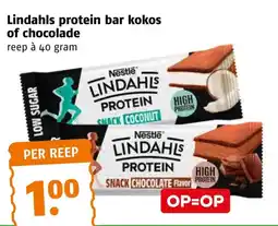 Poiesz Lindahls protein bar kokos of chocolade aanbieding