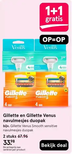 Etos Gillette en Gillette Venus navulmesjes duopak aanbieding