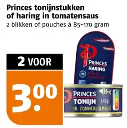 Poiesz Princes tonijnstukken of haring in tomatensaus aanbieding