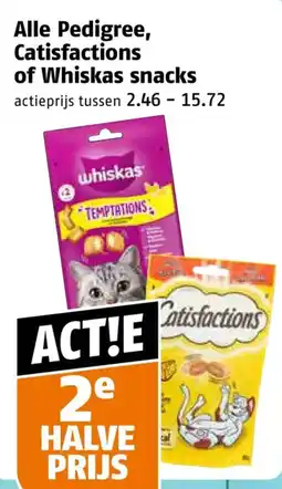 Poiesz Alle Pedigree, Catisfactions of Whiskas snacks aanbieding