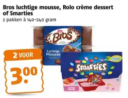 Poiesz Bros luchtige mousse, Rolo crème dessert of Smarties aanbieding