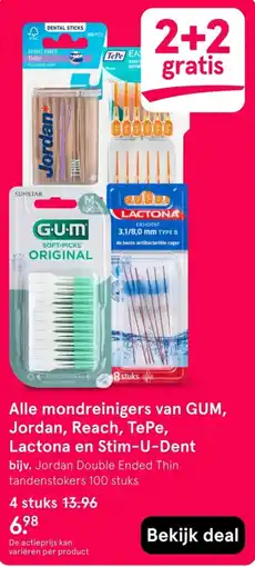 Etos GUM, Jordan, Reach, TePe, Lactona en Stim-U-Dent mondreinigers aanbieding