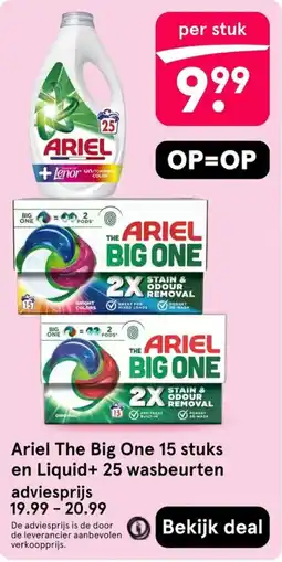 Etos Ariel The Big One 15 stuks en Liquid+ 25 wasbeurten aanbieding