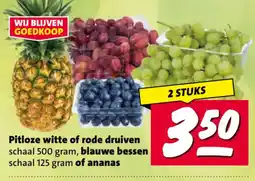 Nettorama Pitloze witte of rode druiven, blauwe bessen of ananas aanbieding