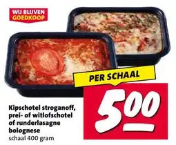 Nettorama Kipschotel stroganoff, prei- of witlofschotel of runderlasagne bolognese aanbieding