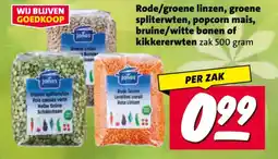 Nettorama Rode/groene linzen, groene spliterwten, popcorn mais, bruine/witte bonen of kikkererwten aanbieding
