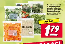 Nettorama Groentemix, broccoli- of bloemkoolroosjes, gesneden snijbonen, gebroken sperziebonen, pompoenblokjes of geschoonde spruiten aanbieding